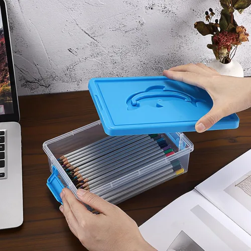 Vista 2 de BTSKY Caja de almacenamiento de plástico transparente pequeña con tapa, 9 x