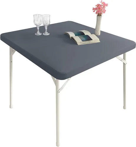 Vista 11 de Mantel elástico para mesa auxiliar de cóctel, ajustable de elastano, tamaño pequeño, para mesa auxiliar, 24 x 24 pulgadas, color beige