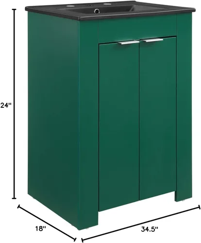 Vista 3 de Modway Maybelle - Tocador de baño (24 pulgadas), color verde y negro Verde Negro