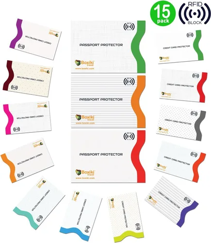 Vista 4 de Fundas de bloqueo RFID para pasaporte y tarjetas de crédito, Blanco, Blanco - 15 piezas