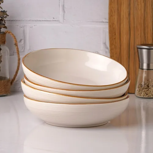 Vista 6 de famiware Tempus - Juego de 4 cuencos para pasta de 8.6'', cuencos de 40 oz para cocina, cuencos hondos de gres para servir, aptos para lavavajillas