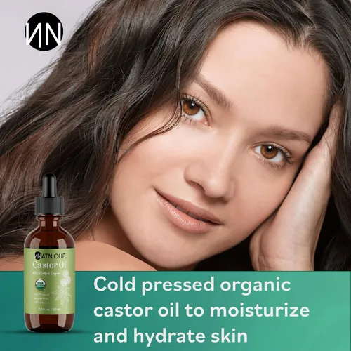 Vista 7 de Natnique Aceite de ricino orgánico certificado por USDA, aceite 100% puro prensado en frío sin refinar para el crecimiento del cabello, pestañas