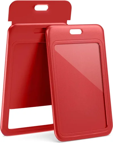 Vista 15 de JINEASY ID Paquete de 2 portadores de credenciales de plástico duro verticales para tarjetas de trabajo y tarjetas de acceso, uso intensivo, negro