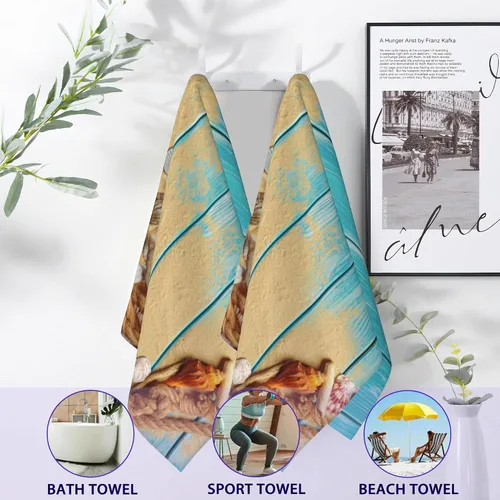 Vista 4 de Toalla de mano de baño, paquete de 2 toallas de mano absorbentes de conchas de playa con estrellas de mar, toalla de mano de madera, toalla de baño