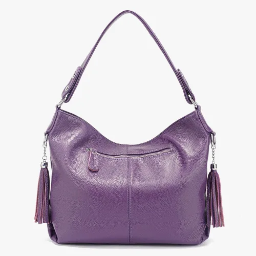 Vista 56 de Moda suave cuero genuino borla mujer bolso señoras hombro mensajero hobo bolso