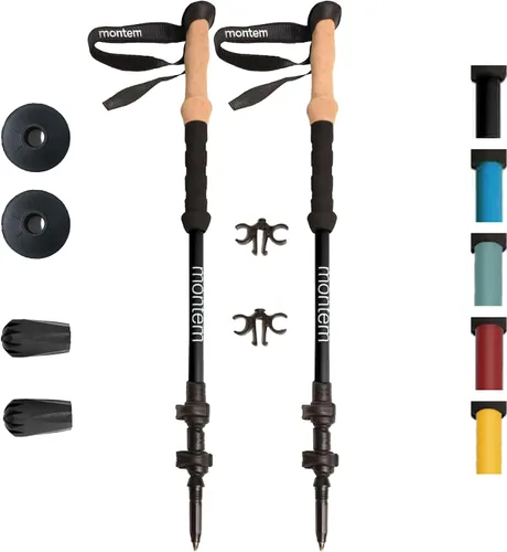 Vista 10 de Montem Ultra Light Trekking, Walking, and Hiking Poles - Collapsible, Lightweight, Quick Locking, Weather-Resistant and Ultra Durable (2-Pack)