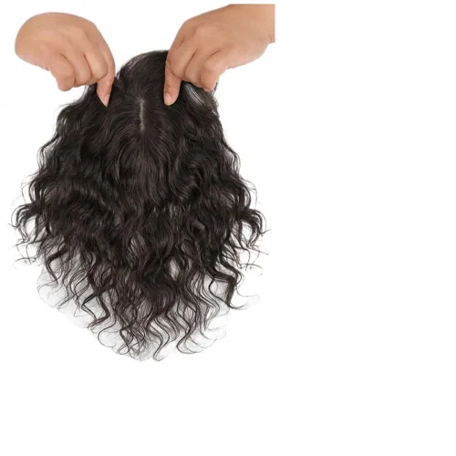 Vista 4 de Clip en Toppers - Peluca de cabello sintético rizado para mujer, cabello fino (marrón oscuro, 9.8 in)