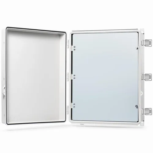 Vista 25 de QILIPSU - Caja de conexiones de acero inoxidable con tapa, bisagras y placa de montaje, universal, impermeable IP67, plástico ABS, gris, recinto