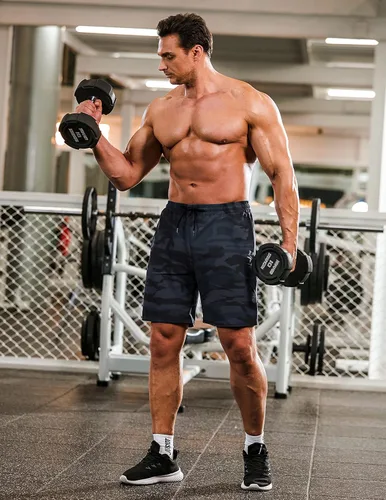 Vista 2 de COOFANDY - Paquete de 2pantalones cortos de entrenamiento para hombre, diseño con bolsillos, de secado rápido, para fisicoculturismo, levantamiento