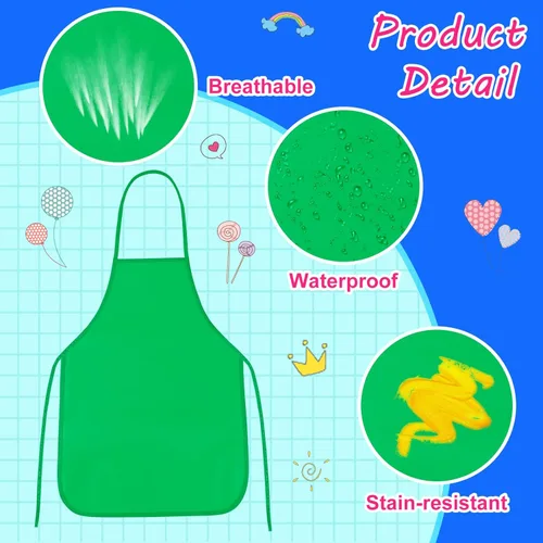 Vista 3 de MEEZY 6 delantales para niños para pintar arte, delantales de pintura de color a granel para niños pequeños y niños, actividades creativas