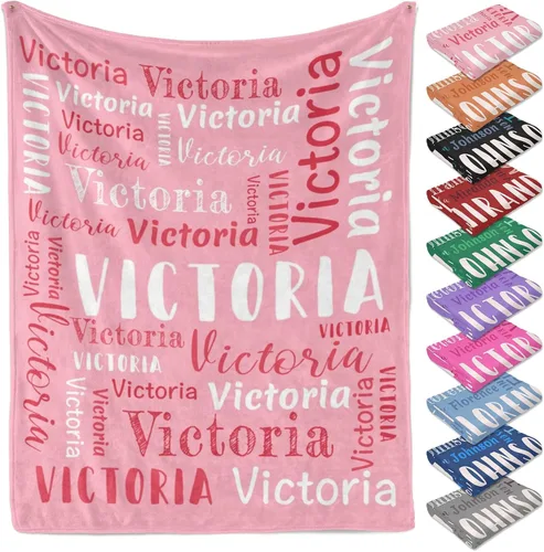 Vista 26 de Manta personalizada con texto y nombre para adultos y niños, regalo para cumpleaños, boda, día de San Valentín (30 x 40 pulgadas)