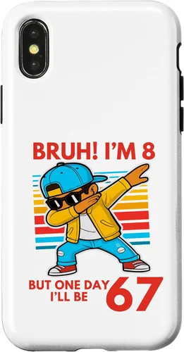 Vista 5 de Bruh I'm 8 But One-Day I'll Be 67 Retro 8th Birthday Kids Case for iPhone 17