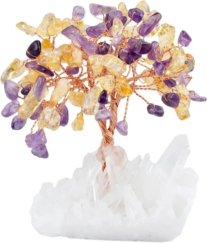 Vista 22 de Mookaitedecor - Árbol de cristal con base de cuarzo, bonsái para la riqueza y buena suerte Árbol bonsái, árbol de dinero para la suerte