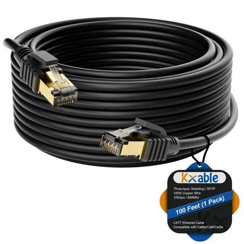 Vista 16 de Kxable Cable Ethernet Cat 7 de 1 pie, cable de Internet de alta velocidad Cat7, cable de red LAN RJ45 CAT7, triple blindaje SFTP de 10 Gbps 600 Mhz