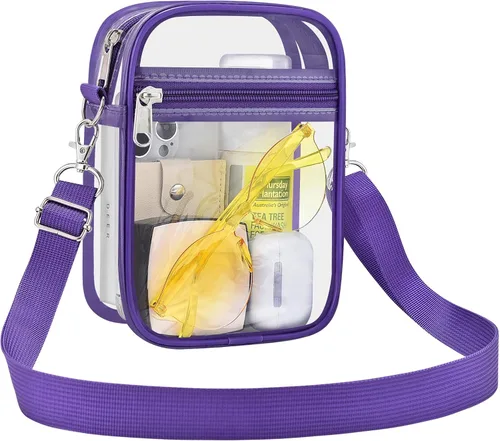 Vista 16 de Bolso transparente Slumou para eventos en estadios - Bolso pequeño, mini bolsos de mensajero para fanáticos de deportes para conciertos, trabajo