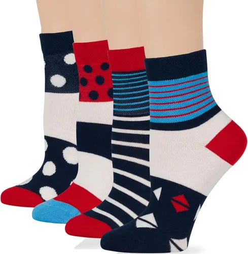 Vista 29 de 7BIGSTARS KINGDOM Women's Cotton Quarter Non-Binding Diabetic Fashion Socks-L-M-4 Pack-Multicolor