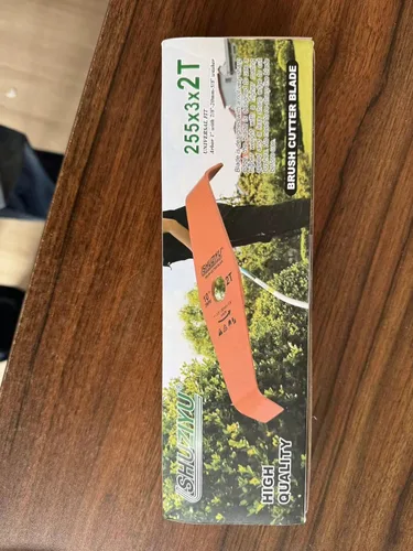 Vista 2 de 10", 255x3MM-2T curva, eje de 1" con arandela de 7/8"-20-5/8", hoja de desbrozador, cuchilla de corte de cepillo resistente, hoja de acero. Adecuado