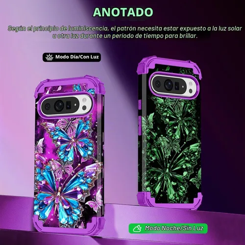 Vista 3 de Rancase Funda para Google Pixel 10 Pro XL 2025, brilla en la oscuridad de tres capas [protección de grado militar] resistente a prueba de golpes