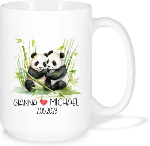 Vista 8 de Taza de café personalizada con diseño de zorro de 11 onzas, 15 onzas, divertida taza de viaje para pareja de zorros, taza de té con nombre y fecha