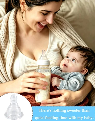 Vista 11 de Tetinas de repuesto compatibles con Evenflo Feeding Classic de plástico tintado estándar y botellas de vidrio clásicas, flujo lento, 3.3 ft+ Blanco