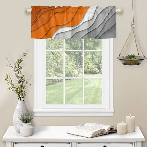 Vista 21 de Cenefa de amarre de muñeco de nieve de dibujos animados para ventanas de cocina, bolas de Navidad, ramas de hojas, cenefas de cortina de 42 x 12