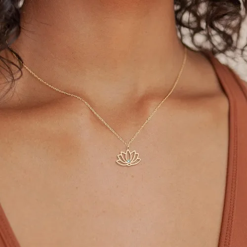 Vista 2 de VRIUA Sun Necklace for WomenDainty Gold Necklace18k Gold Filled Lotus Flower Pendant Necklace Simple Jewelry Everyday for Girls