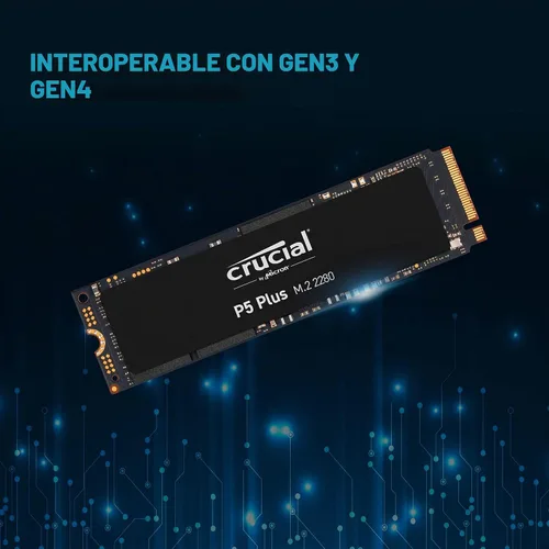 Vista 4 de Crucial P5 Plus CT2000P5PSSD8 - Unidad de estado sólido de 2 TB - M.2 2280 interna - PCI Express NVMe (PCI Express NVMe 4.0 x4)