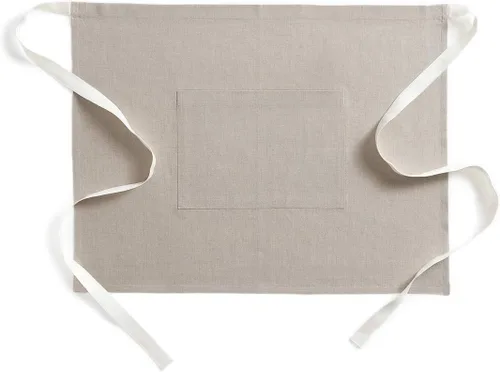 Vista 12 de Solino Home Delantal de lino estilo bistró para servidor, lazos extralargos con bolsillos, medio delantal de lino 100% puro para hombres y mujeres