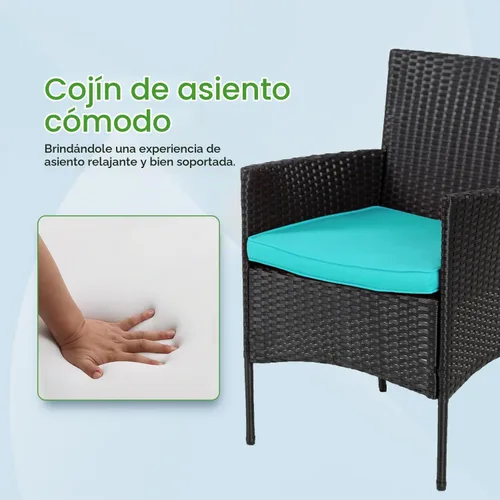 Vista 5 de Juego de 4 muebles modulares para exteriores, juego de muebles de mimbre resistentes al agua con 3 sillas de ratán, 1 cojín de mesa con tapa