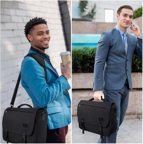 Vista 7 de MATEIN Bolsa tipo mensajero para hombres, mochila escolar para adolescentes, ligera de 17.3 pulgadas, maletín para laptop grande, bolsa cruzada