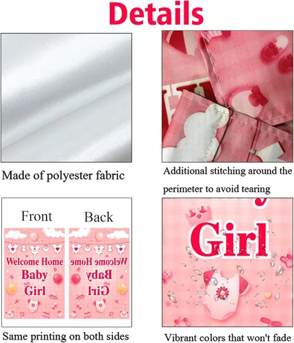 Vista 3 de Labakita Bandera de jardín con texto en inglés «It's a Girl» con texto en inglés «It's a Girl» («It's a Girl») para niñas, decoración de baby shower