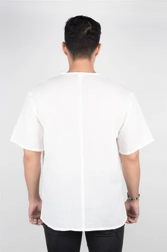 Vista 4 de Lofbaz - Camisa para hombre, 100 % algodón, cuello en V, camisa playera o estilo yoga
