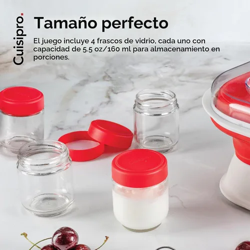Vista 3 de Cuisipro Tarros con tapas, tarros de vidrio de 6 onzas con tapa hermética boca ancha, paquete de 4, tarros de conservas para líquidos, recipiente
