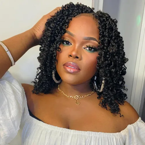Vista 11 de Unionbeauty - Paquete de 8 trenzas de ganchillo Yanky Twist de 6 pulgadas, 8 paquetes, color negro natural, micro Passion Twist, extensiones