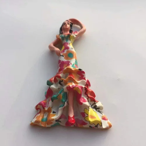 Vista 2 de Flamenco bailarina España Barcelona imán 3D resina nevera imán recuerdo viaje ciudad colección