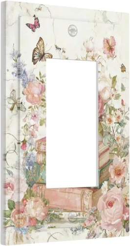 Vista 72 de Cubierta de Interruptor de Luz de Estilo Boho Vintage de los 70 Sol Arcoíris Champiñón Floral Rocker Individual 1 Gang Cubierta de Enchufe
