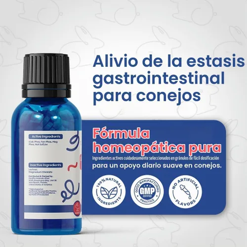 Vista 3 de HealthyAnimals4Ever - Tratamiento de estasis gastrointestinal para conejo, natural, 0.88 oz