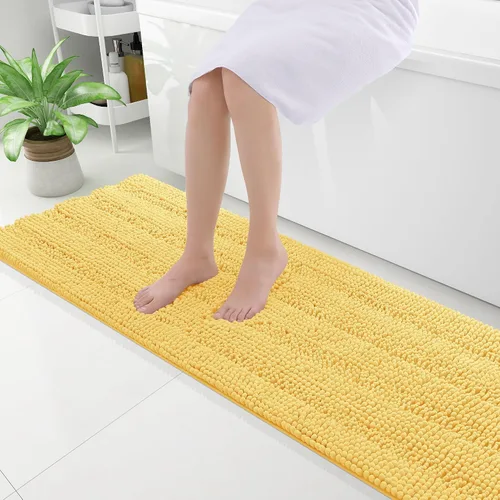 Vista 13 de Grandaily Alfombras de baño de felpilla a rayas de 24 x 16 pulgadas, extra gruesas y suaves, absorbentes, parte trasera de goma, alfombra de ducha