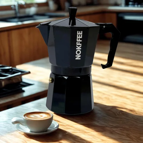 Vista 6 de Cafetera de café expreso, cafetera cubana para estufa, 6 tazas (negro)