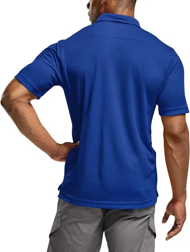Vista 3 de CQR Camiseta polo táctica para hombre, de manga corta, ligera y con Dry Fit, tela piqué, FPU 50+, para exteriores