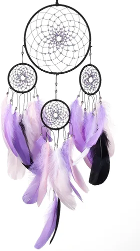 Vista 9 de Atrapasueños marrones, plumas de gallo con multianillo, hecho a mano, gran atrapasueños para dormitorio, atrapasueños para niñas, atrapasueños