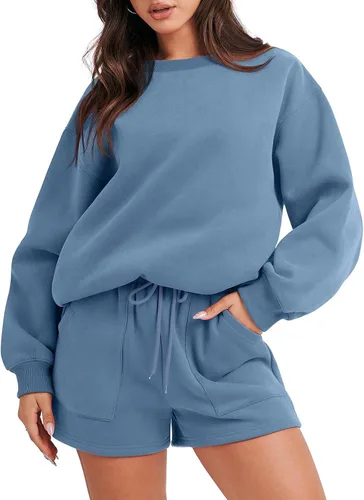 Vista 2 de Sweatsuits for Women Loungewear Workout Athletic Tracksuits Long Sleeve Tops Sweatshirt Shorts Casual Suit Sets