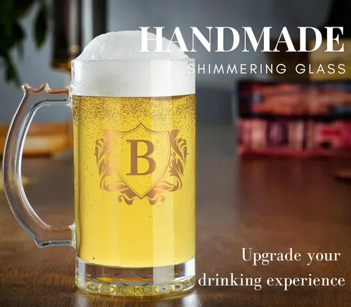 Vista 2 de Onebttl Regalos personalizados de cerveza para hombres amantes de la cerveza, taza de cerveza pesada de 17 onzas con asa para jefe como regalo