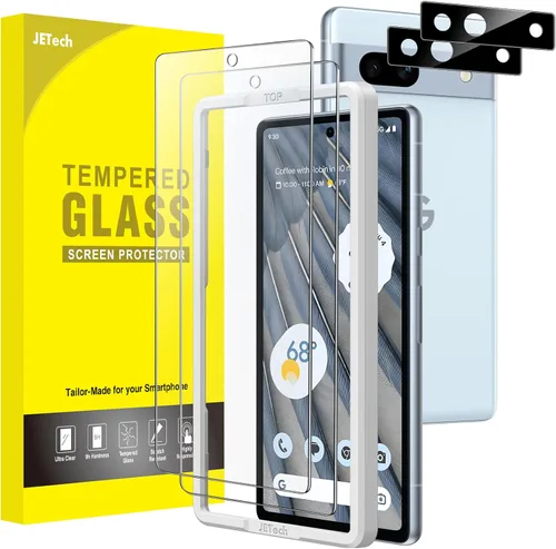Vista 16 de JETech Protector de pantalla para Google Pixel 6a de 6.1 pulgadas con protector de lente de cámara, herramienta de fácil instalación, compatible