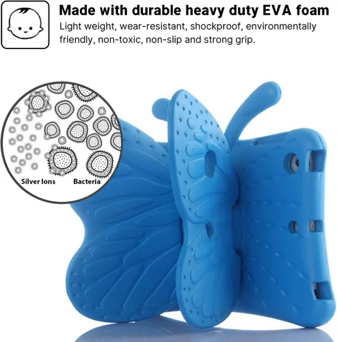 Vista 6 de Simicoo Funda de mariposa 3D para iPad 10.2 9 8 7 niños con soporte Lite de espuma EVA a prueba de golpes resistente funda para tableta para niñas