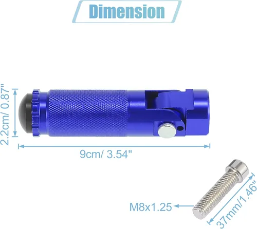Vista 2 de Motoforti 1 par 0.315 in aleación de aluminio universal motocicleta plegable trasero reposapiés estribera pedal peg bicicleta bicicleta ciclismo azul