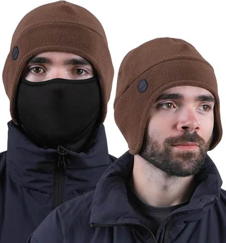 Vista 13 de Tough Headwear Skull Cap with Mask Men, Winter Running Gear, Motorcycle Winter Gear, Helmet Liners, Ski Hat, Thermal Beanie