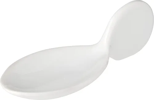 Vista 19 de Restaurantware Cuchara de degustación asiática de 4.9 pulgadas: aperitivo de porcelana blanca y cuchara de sopa - Perfecto para eventos de catering