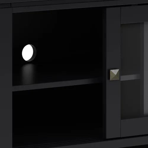 Vista 7 de Soporte Cosmopolitan de SIMPLIHOME de madera maciza negra de 48 pulgadas para televisores de hasta 50 pulgadas de ancho