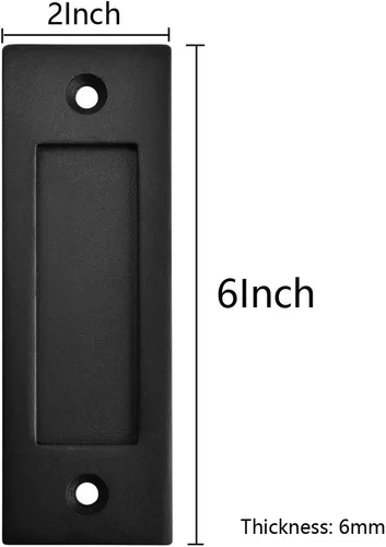 Vista 2 de Running Black - Juego de tiradores de dedo para puerta corrediza de granero de 6 pulgadas Mango invisible moderno y simple con parte inferior